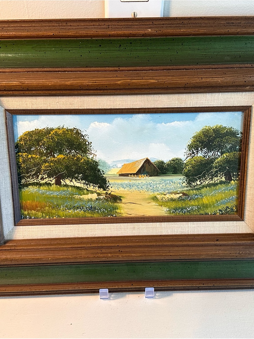 Vintage Painting Farmland Landscape Framed Art 20x14”